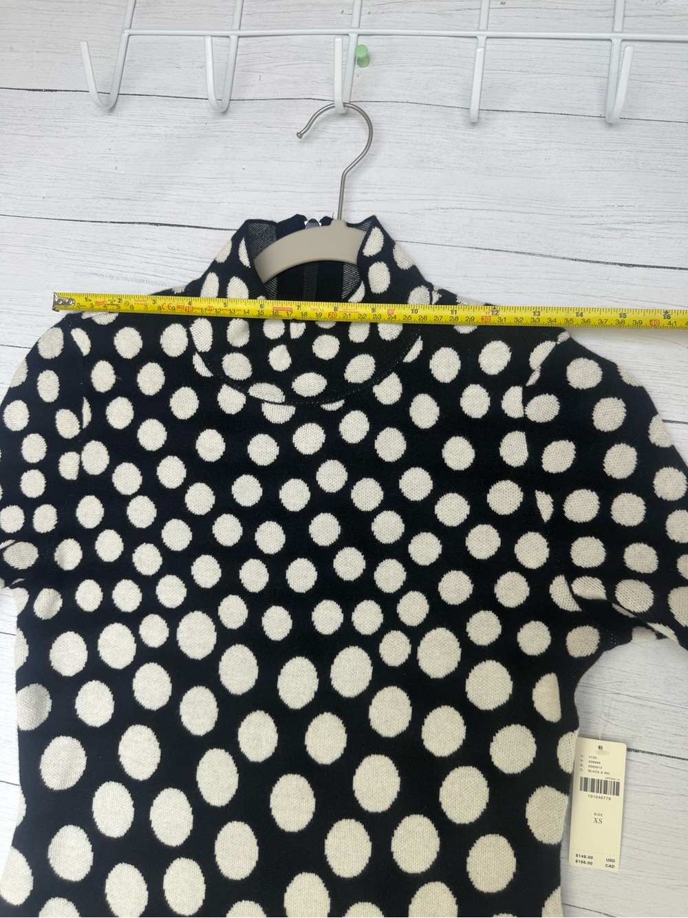 Anthropologie NWT Black White Polka Dot Knit Mini Dress XS $148 Quiet Lux 1960’s - Picture 8 of 11